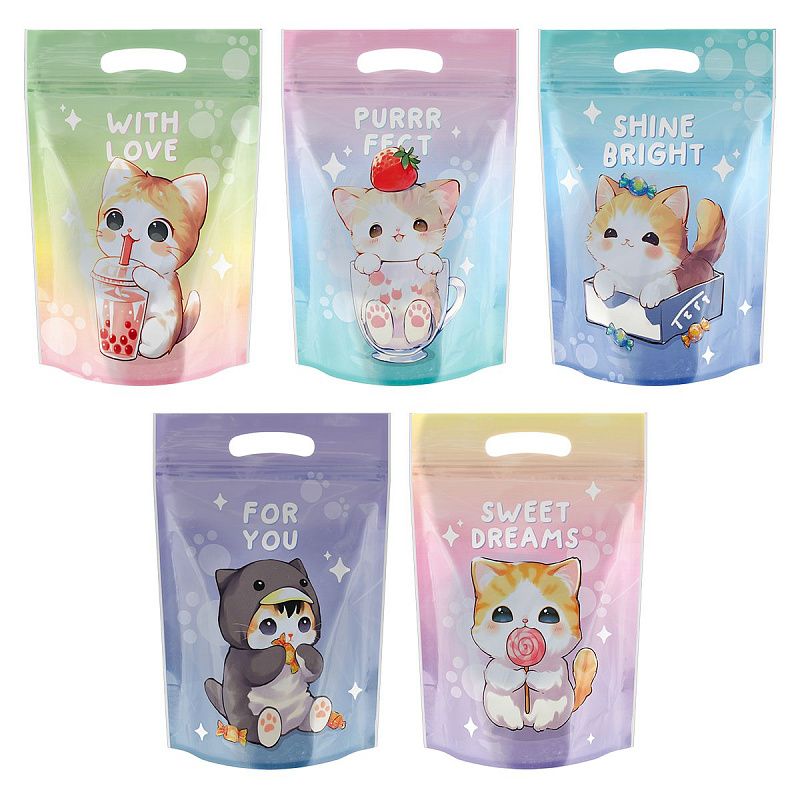 Набор подарочных пакетов 15*22 см, зип-лок, MESHU "Милые котята", 35шт.