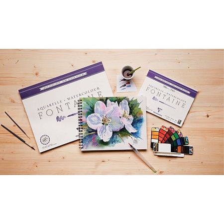 Альбом для акварели, 25л., 30*40, на склейке Clairefontaine "Fontaine Demi-satiné", 300г/м2, горяч. пресс., полу-сатин