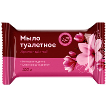 Мыло туалетное OfficeClean  "Аромат цветов", флоу-пак, 100г. 