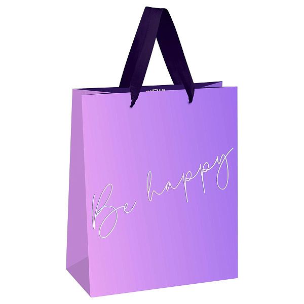 Пакет подарочный 11*14*6,5см MESHU "Purple mood", фольга, матовая ламинация