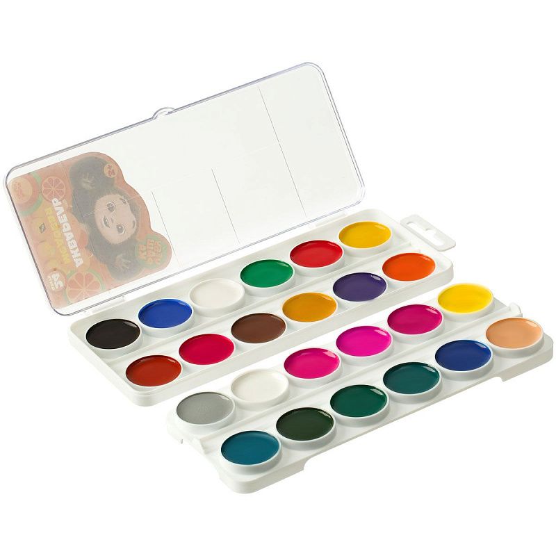 Акварель Мульти-Пульти "Чебурашка", медовая, 24 цветов, без кисти, пластик, европодвес