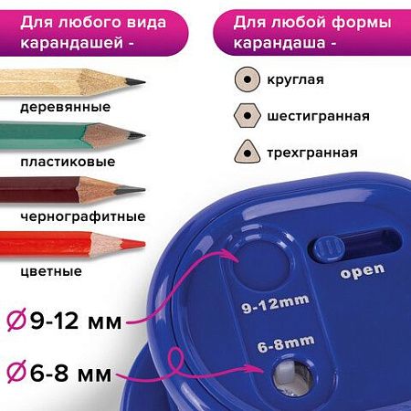 Точилка электрическая BRAUBERG "STANDARD", 2 отверстия для карандашей (включая утолщенные), питание от 4 батареек АА, 228423 