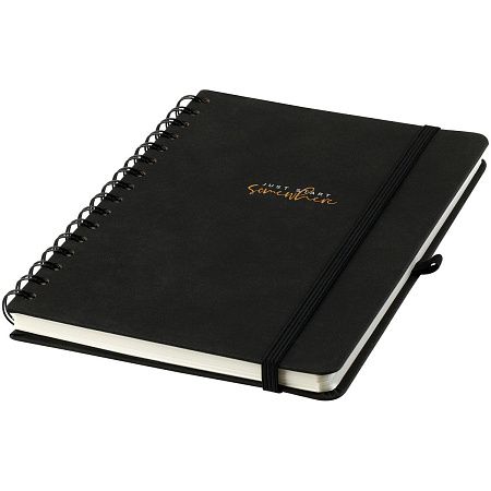 Записная книжка А5 96л., кожзам, на гребне, Greenwich Line "Just start. Black", твердая обложка, тиснение фольгой, с петлей для ручки