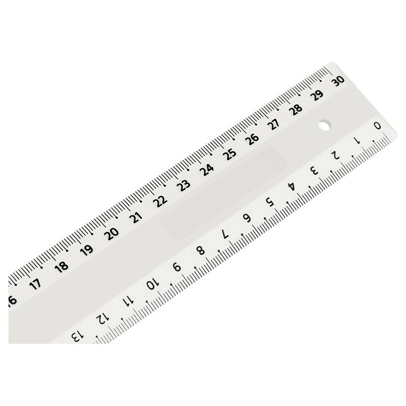 Линейка 30см СТАММ, пластиковая, 2 шкалы, прозрачная, бесцветная, европодвес 