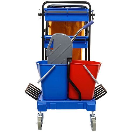 УЦЕНКА - Тележка уборочная OfficeClean Professional ведра 2*20л, 2*11л, отжим, держ. д/мешка, мешок, 2поддона