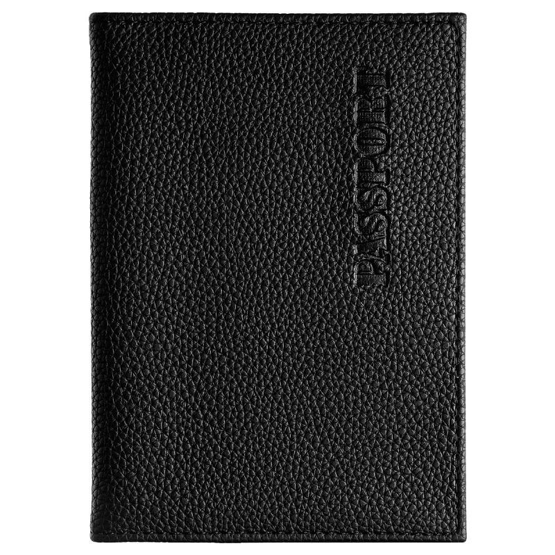 Обложка для паспорта OfficeSpace экокожа, текстура Флоттер, тиснение "PASSPORT", подклад текстиль, черный