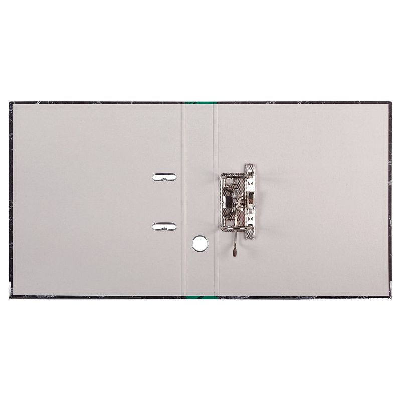 Папка-регистратор OfficeSpace 50мм, мрамор, черная, зеленый корешок, нижний метал. кант 