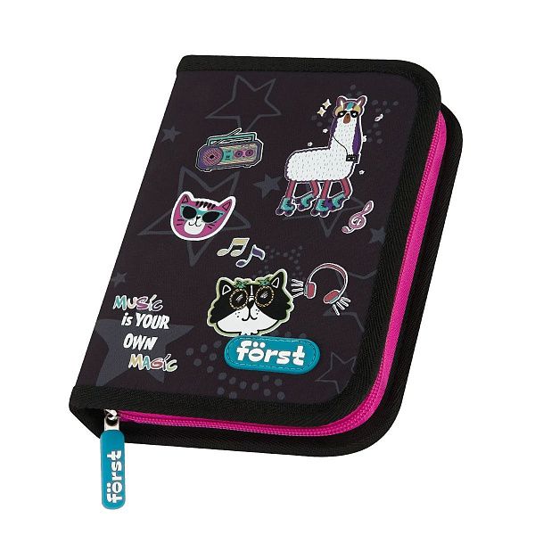 Пенал 1 отделение, 200*140*40 Först "Disco Lama", дополнительная откидная секция, полиэстер