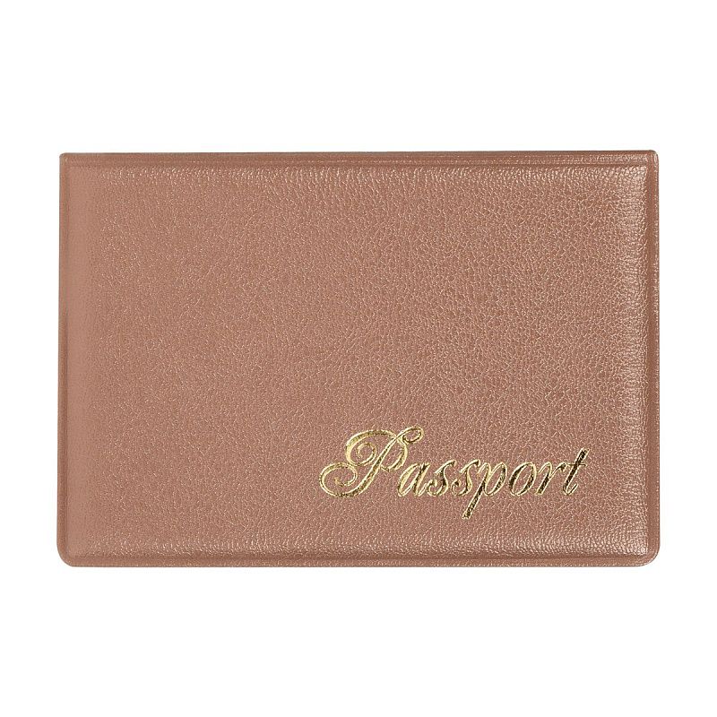 Обложка для паспорта OfficeSpace "Fusion" мягкий полиуретан, капучино, тиснение золотом 