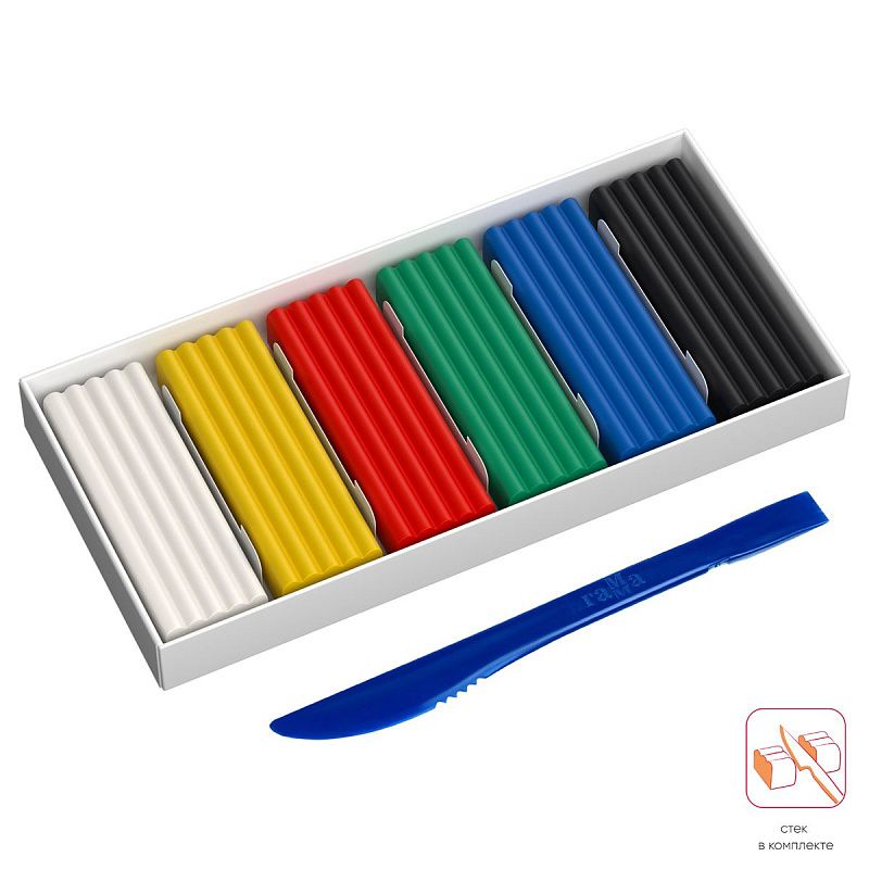 Пластилин Гамма "Мультики", 06 цветов, 120г, со стеком, картон. упаковка