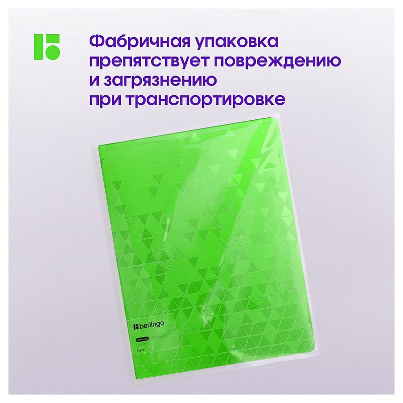 Папка с 40 вкладышами Berlingo "Neon", 24мм, 1000мкм, зеленый неон, с внутр. карманом 