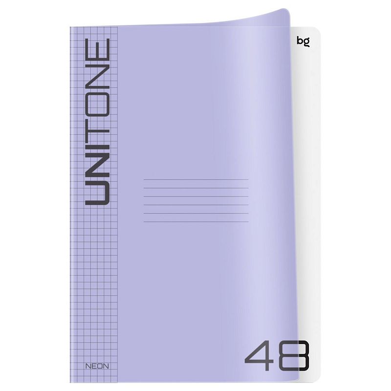 Тетрадь 48л., А4 клетка BG "UniTone. MIX", пластиковая обложка, микс цветов