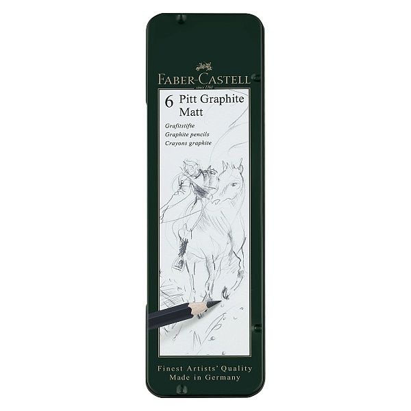 Набор карандашей ч/г матовых Faber-Castell "Pitt Graphite Matt" 2B, 4B, 6B, 8B, 10B, 12B, заточ., метал.кор