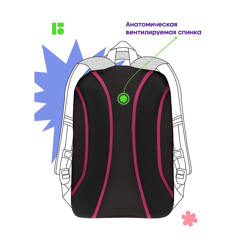 Рюкзак Berlingo Free Spirit "Fusion", 41*28*17см, 2 отделения, 3 кармана, уплотненная спинка 