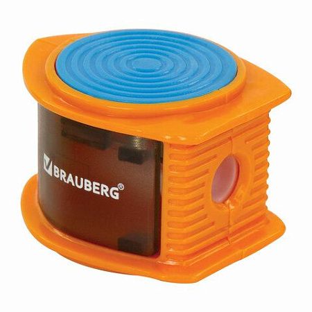 Точилка BRAUBERG "Flash", с контейнером, пластиковая, корпус ассорти, 228472 