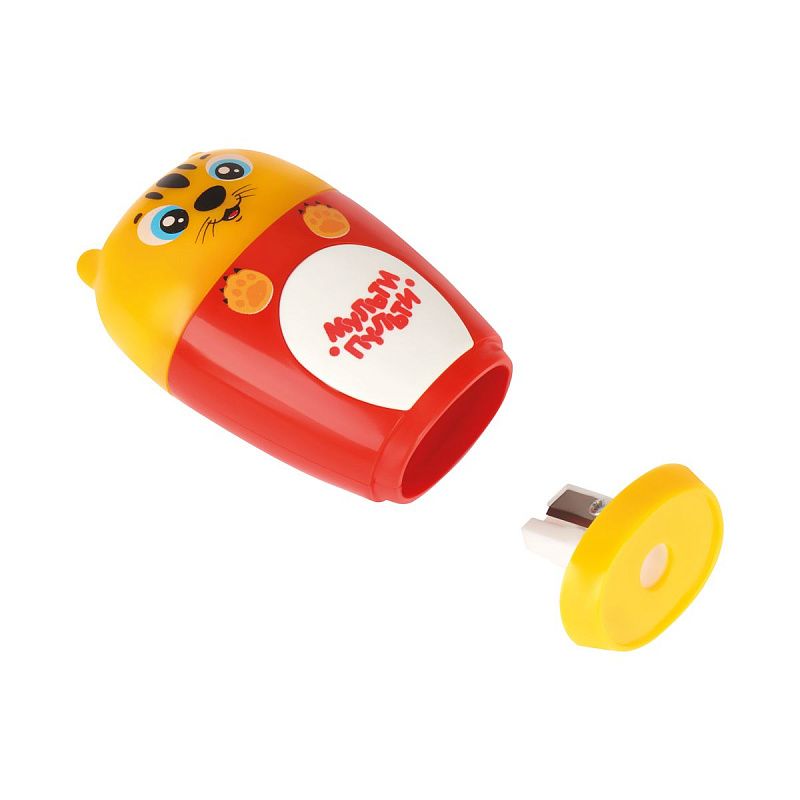 Точилка пластиковая с ластиком Мульти-Пульти "Зверята" 1 отверстие, контейнер, ассорти 