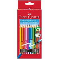 УЦЕНКА - Карандаши цветные стираемые Faber-Castell, 12цв., заточен., картон, европодвес