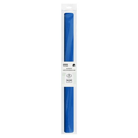 Бумага крепированная ТРИ СОВЫ, 50*250см, 32г/м2, синяя, в рулоне, пакет с европодвесом