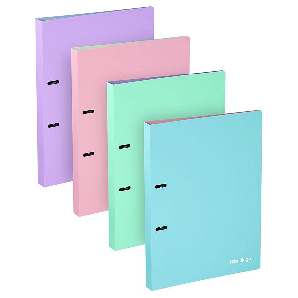 Папка на 2 кольцах Berlingo "Haze" А4, 24мм, 600мкм, D-кольца, с внутр. карманом, софт-тач, ассорти