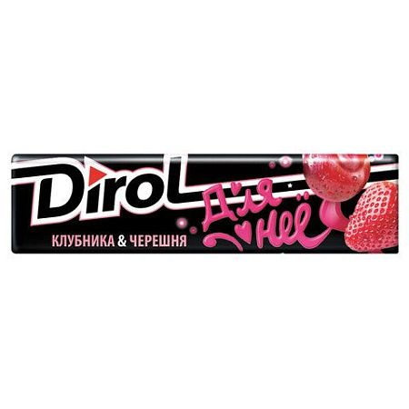 Жевательная резинка DIROL (Дирол) со вкусом клубники и черешни, 10 подушечек, 13,6 г, ш/к 49305, 58668