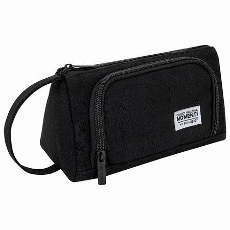Пенал-косметичка BRAUBERG с ручкой, 1 откидная планка, полиэстер, 22x10х8см, Black, 272339 