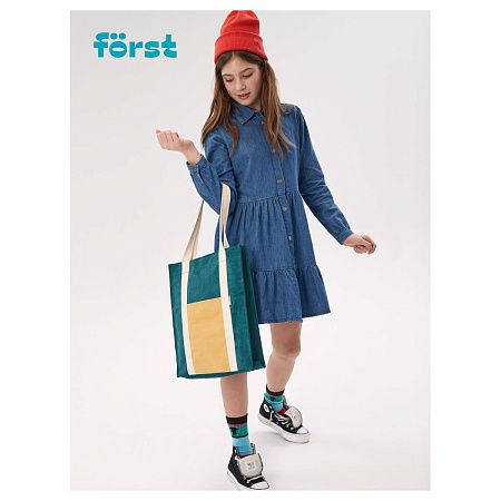 Сумка-шоппер Först "Grass" 40*35*8см, 1 отделение, 1 карман, вельветовая на кнопке 