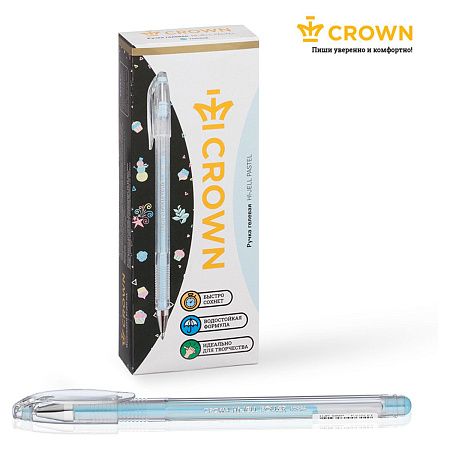 Ручка гелевая Crown "Hi-Jell Pastel" голубая пастель, 0,8мм 