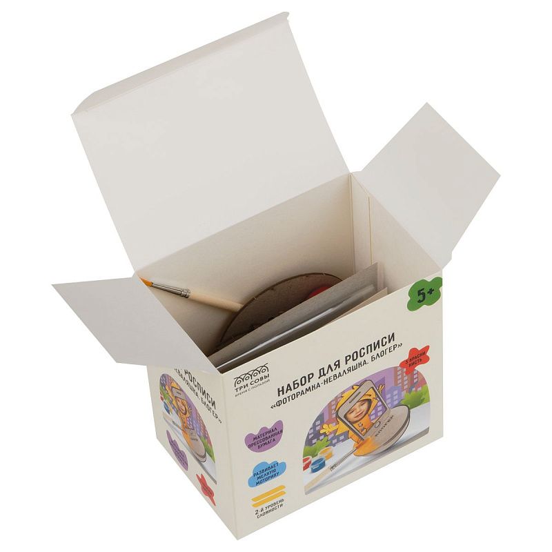 Набор для росписи ТРИ СОВЫ "Фоторамка-Неваляшка. Блогер", с красками и кистью