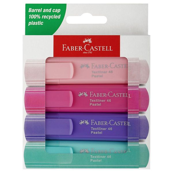 Набор текстовыделителей Faber-Castell "46 Pastel" 4 пастельных цв., 1-5мм, картон. уп.