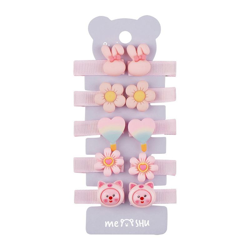 Заколки для волос MESHU, прищепки с топперами, ассорти, 10шт., 3,5см, европодвес