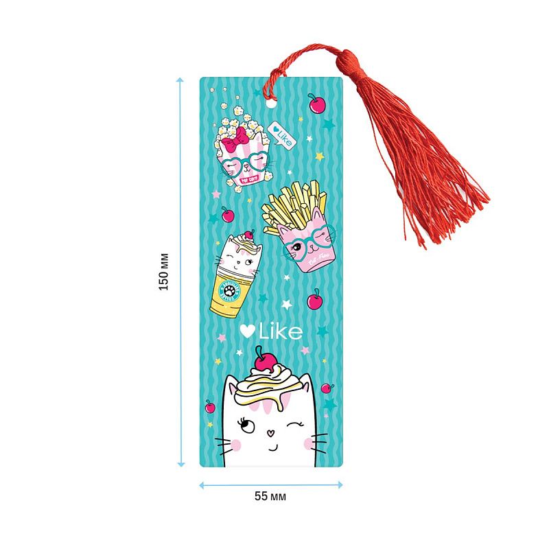 Закладка для книг 3D с линейкой, 150*55мм, ArtSpace "Like", декоративный шнурок 