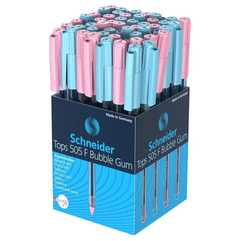 Ручка шариковая Schneider "Tops 505 F Bubble Gum" синяя, 0,8мм, прозрачный корпус 