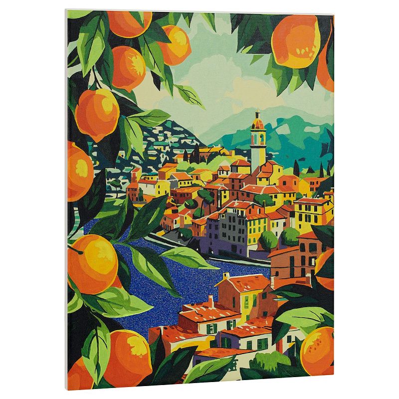 Картина по номерам на холсте с глиттером ТРИ СОВЫ "Средиземноморское побережье", 30*40, с акриловыми красками и кистями