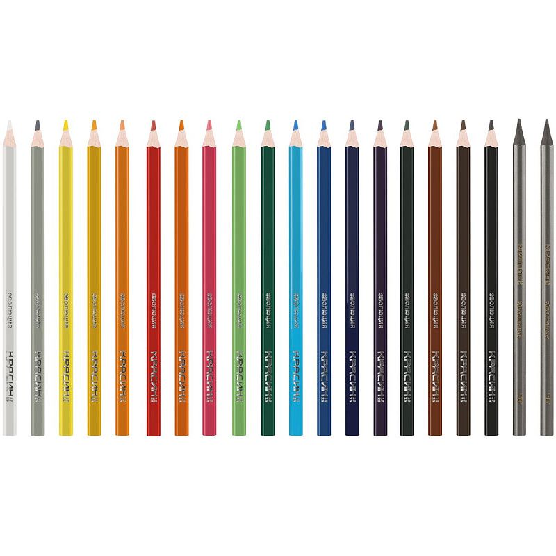 Карандаши цветные пластиковые Красин "Эволюция", 18цв.+2 ч/г HB, заточен., картон, европодвес