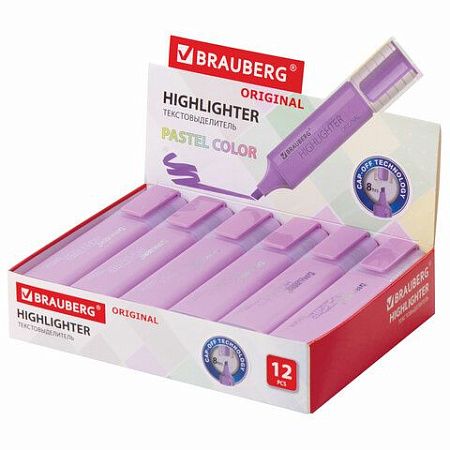 Текстовыделитель BRAUBERG "ORIGINAL PASTEL", ЛАВАНДОВЫЙ, линия 1-5 мм, 151695 