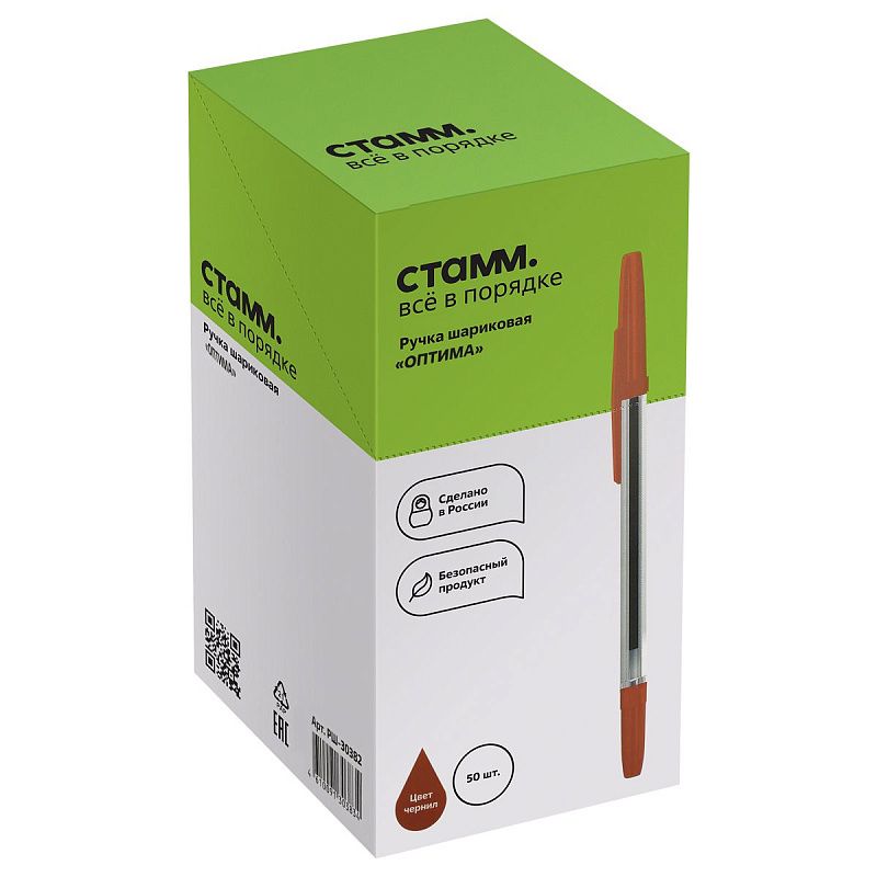 Ручка шариковая СТАММ "Оптима" красная, 1,0мм 
