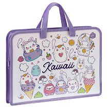 Папка с ручками А4 ArtSpace "Kawaii", пластик, на молнии, 40мм