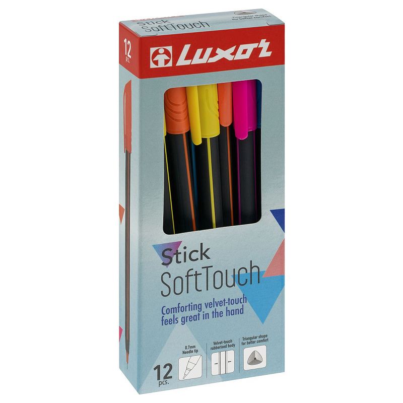 Ручка шариковая Luxor "Stick Soft Touch" синяя, 0,7мм, корпус ассорти 