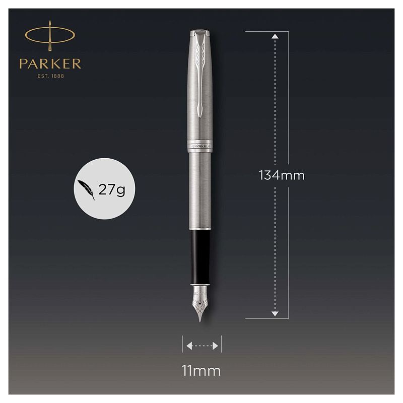 Ручка перьевая Parker "Sonnet Stainless Steel CT" 0,8мм, подарочная упаковка 