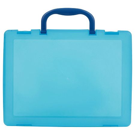 Портфель-кейс 1 отделение СТАММ, А4, 275*375*57мм, на защелках, тонированный голубой 