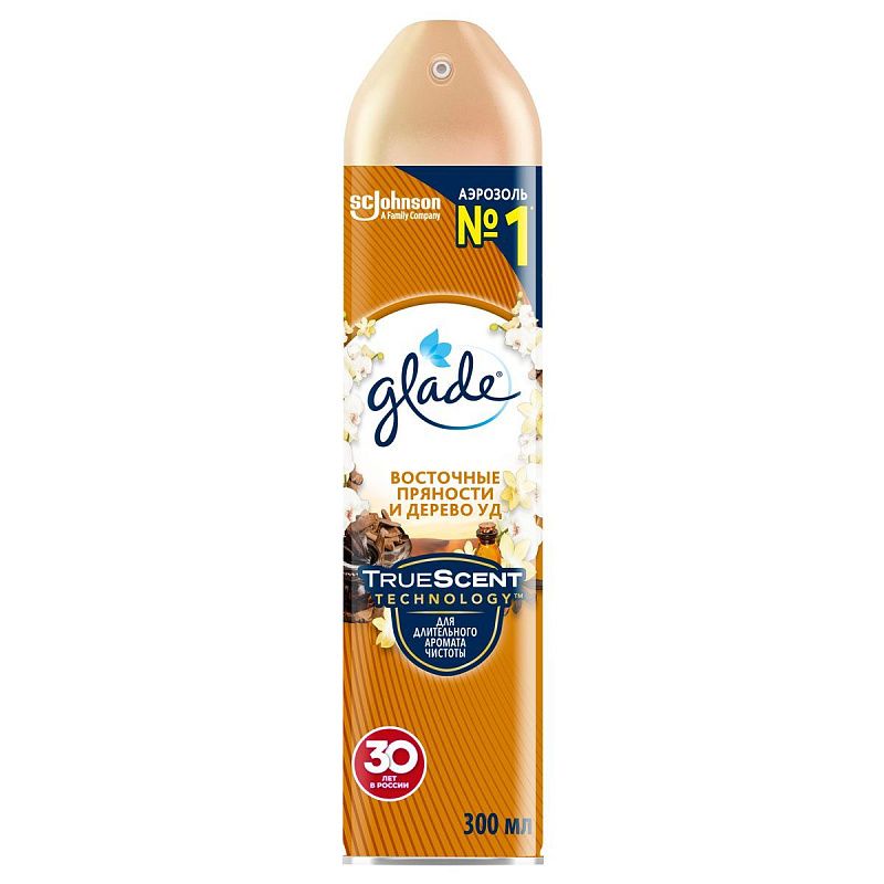 Освежитель воздуха аэрозольный Glade "Восточные пряности и дерево уд", 300мл 