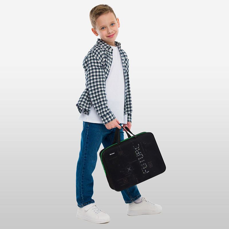 Папка текстильная с ручками 1 отделение, А4 Berlingo "FutureX", 350*265*80мм, текстиль, на молнии 