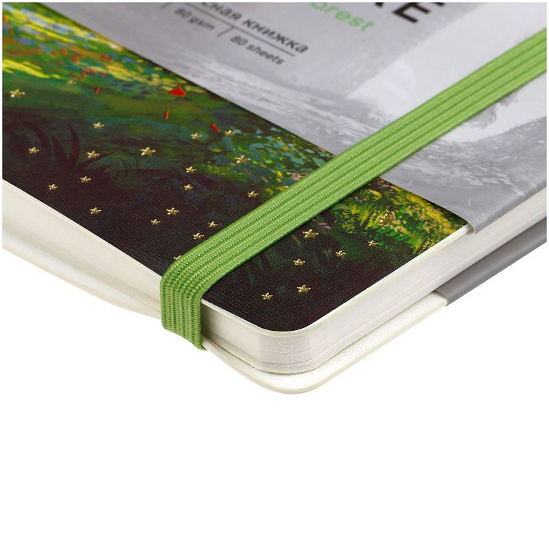 Записная книжка А6 80л. ЛАЙТ, кожзам, Greenwich Line "Mystical forest", с резинкой, тиснение фольгой, блок в клетку
