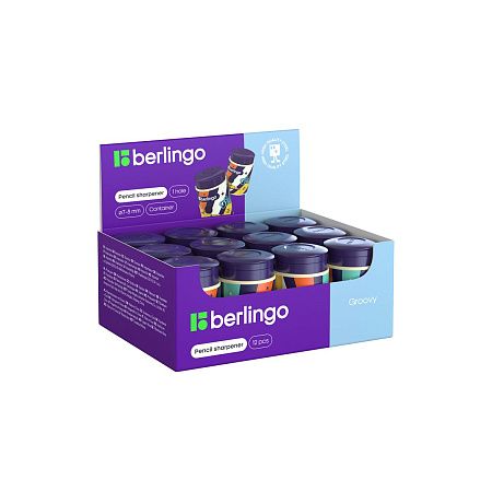 Точилка пластиковая Berlingo "Groovy", с контейнером, 1 отверстие 