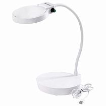 Лупа настольная с LED ПОДСВЕТКОЙ, диаметр 110 мм, увеличение 3, корпус белый, BRAUBERG, 455930 Лупа настольная с LED ПОДСВЕТКОЙ, диаметр 110 мм, увеличение 3, корпус белый, BRAUBERG, 455930