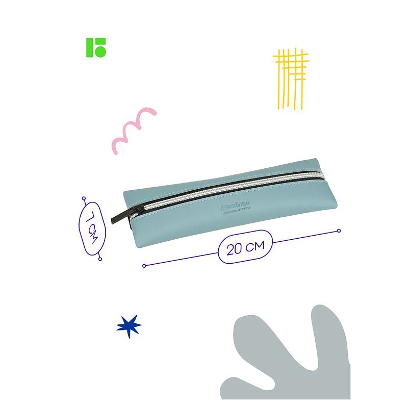 Пенал 1 отделение, 200*70 Berlingo "Original blue", экокожа 