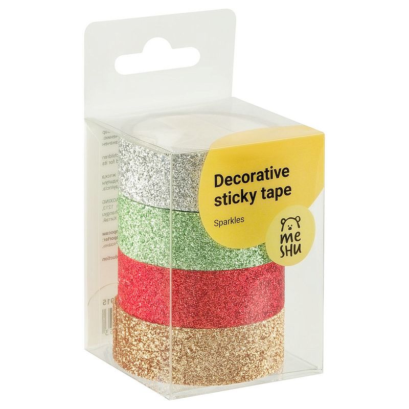 Набор клейких декоративных лент MESHU "Sparkles", 4шт