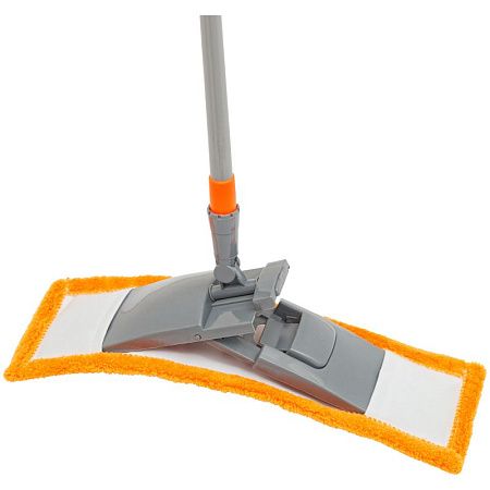 Швабра OfficeClean Professional, телеск. ручка 120см, пласт. флаунд. 40см, МОП микрофибра (карманы)