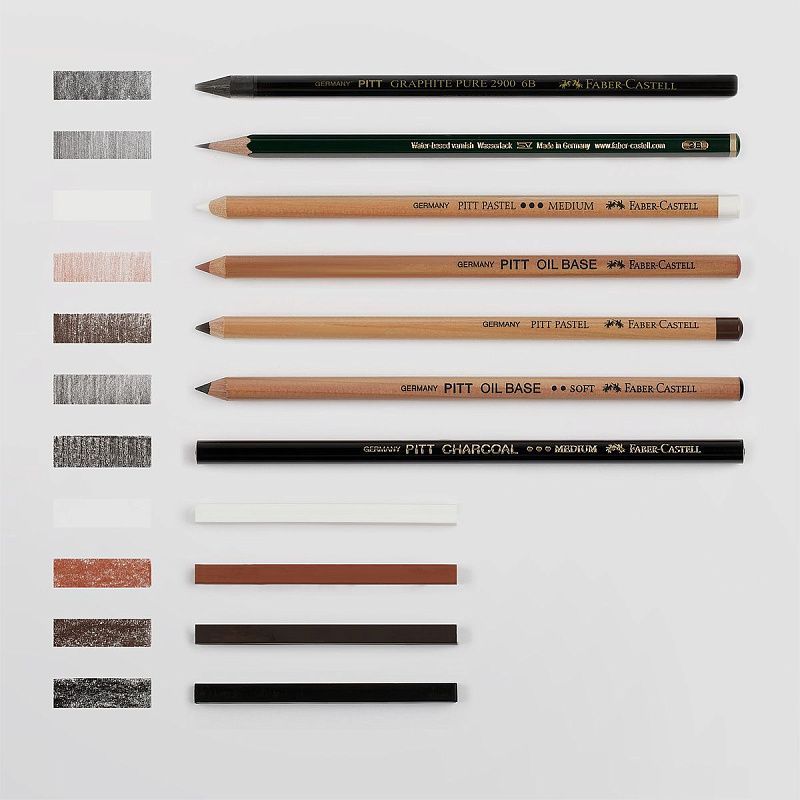 Набор художественных изделий Faber-Castell "Pitt Monochrome", 12 предметов, метал. коробка