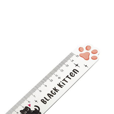 Линейка 15см MESHU "Paw", деревянная,  ассорти, европодвес 